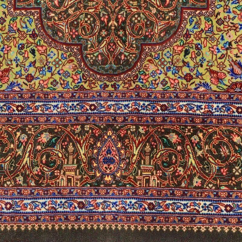 ペルシャ絨毯／ジャムシーディー工房 154×102cm イラン産 手織り  シルク100％ ラグ  ラグマット（FN-70359）の画像