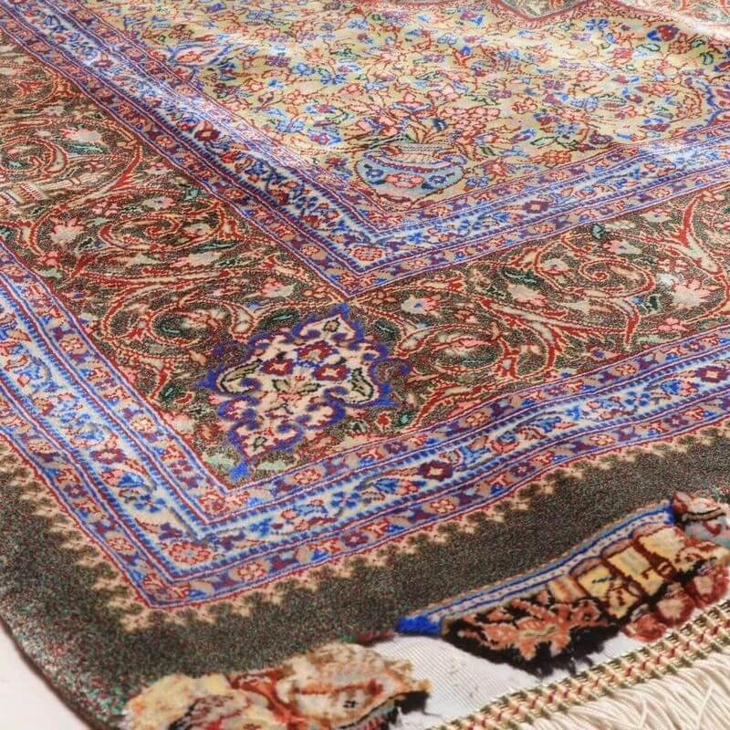 ペルシャ絨毯／ジャムシーディー工房 154×102cm イラン産 手織り  シルク100％ ラグ  ラグマット（FN-70359）の画像