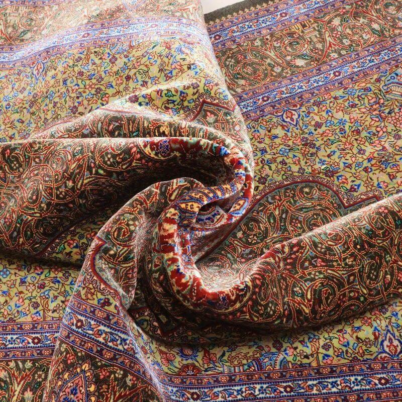 ペルシャ絨毯／ジャムシーディー工房 154×102cm イラン産 手織り  シルク100％ ラグ  ラグマット（FN-70359）の画像
