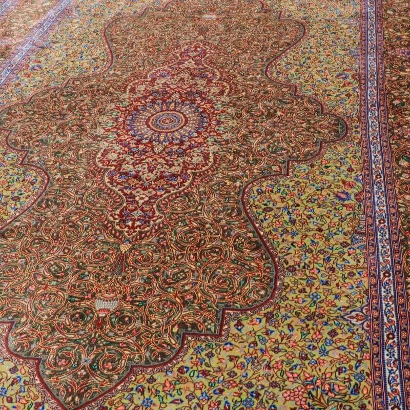 ペルシャ絨毯／ジャムシーディー工房 154×102cm イラン産 手織り  シルク100％ ラグ  ラグマット（FN-70359）の画像