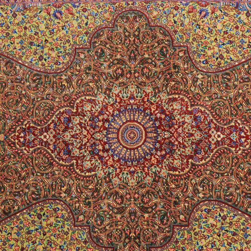 ペルシャ絨毯／ジャムシーディー工房 154×102cm イラン産 手織り  シルク100％ ラグ  ラグマット（FN-70359）の画像