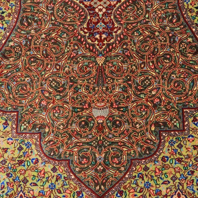 ペルシャ絨毯／ジャムシーディー工房 154×102cm イラン産 手織り  シルク100％ ラグ  ラグマット（FN-70359）の画像