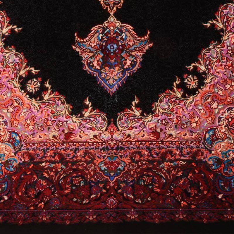 ペルシャ絨毯／イラン・クム ファルシュ 146×98cm イラン産 手織り  シルク100％ ラグ  ラグマット（FN-70360）の画像