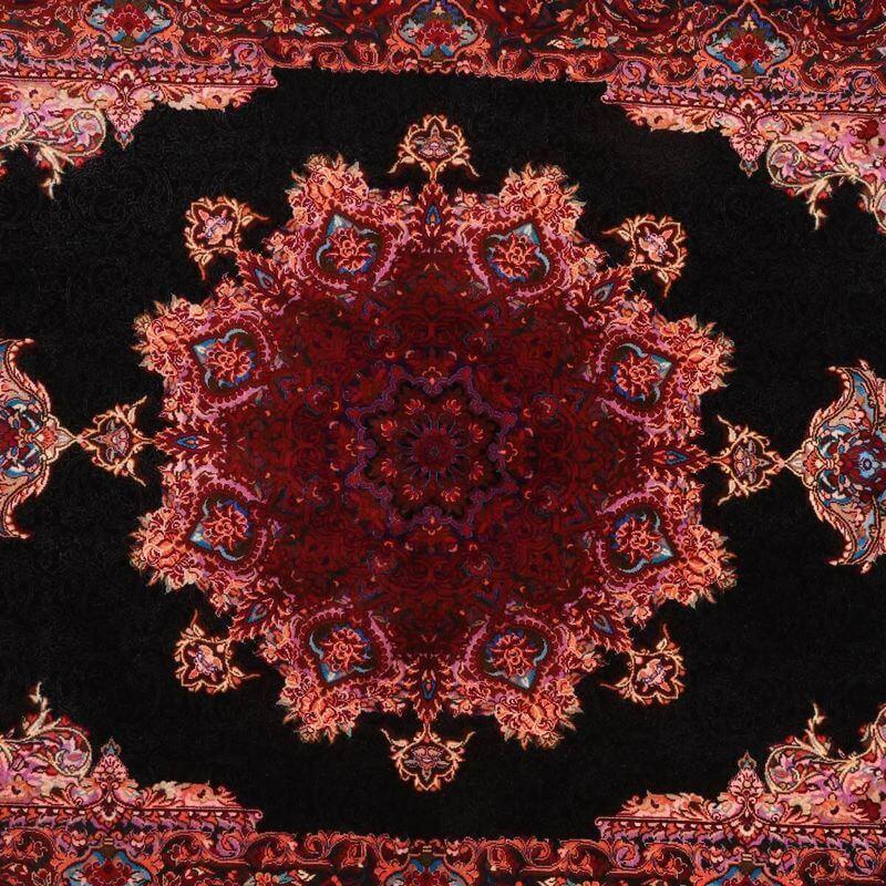 ペルシャ絨毯／イラン・クム ファルシュ 146×98cm イラン産 手織り  シルク100％ ラグ  ラグマット（FN-70360）の画像