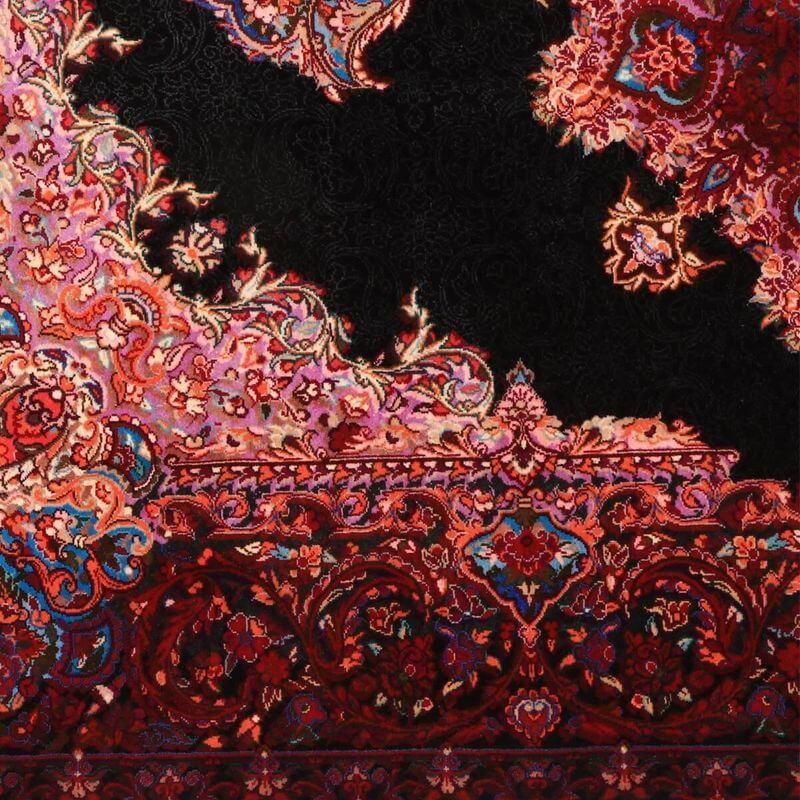 ペルシャ絨毯／イラン・クム ファルシュ 146×98cm イラン産 手織り  シルク100％ ラグ  ラグマット（FN-70360）の画像
