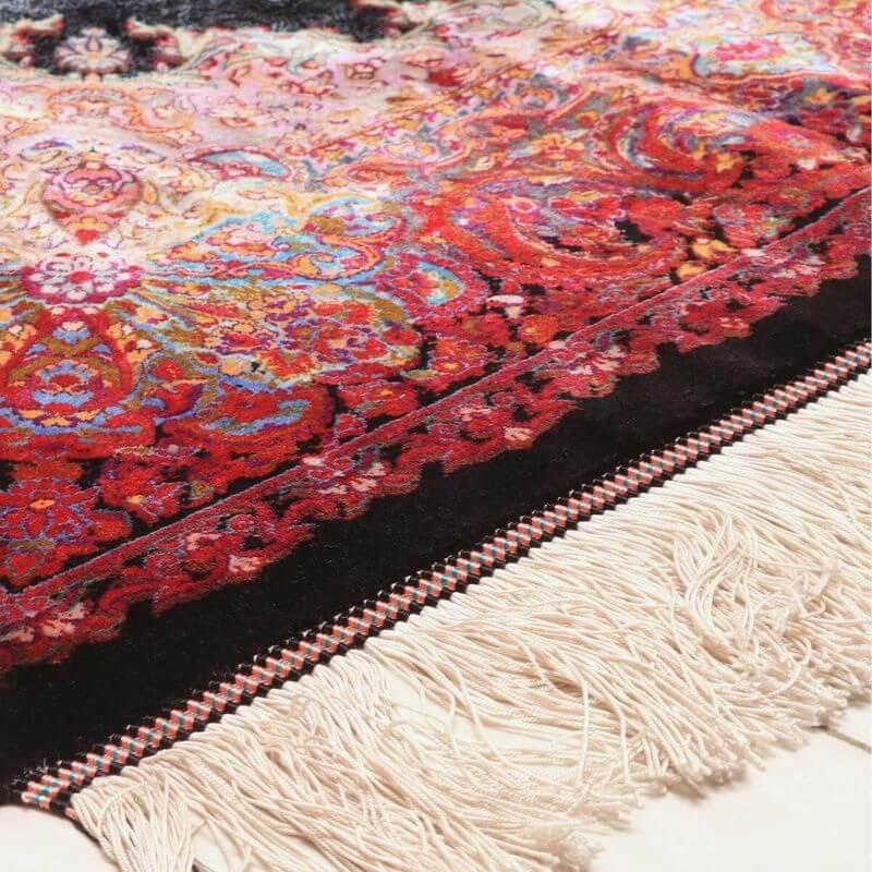 ペルシャ絨毯／イラン・クム ファルシュ 146×98cm イラン産 手織り  シルク100％ ラグ  ラグマット（FN-70360）の画像