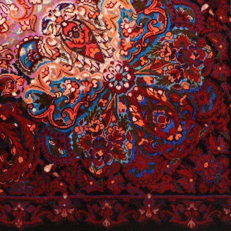 ペルシャ絨毯／イラン・クム ファルシュ 146×98cm イラン産 手織り  シルク100％ ラグ  ラグマット（FN-70360）の画像