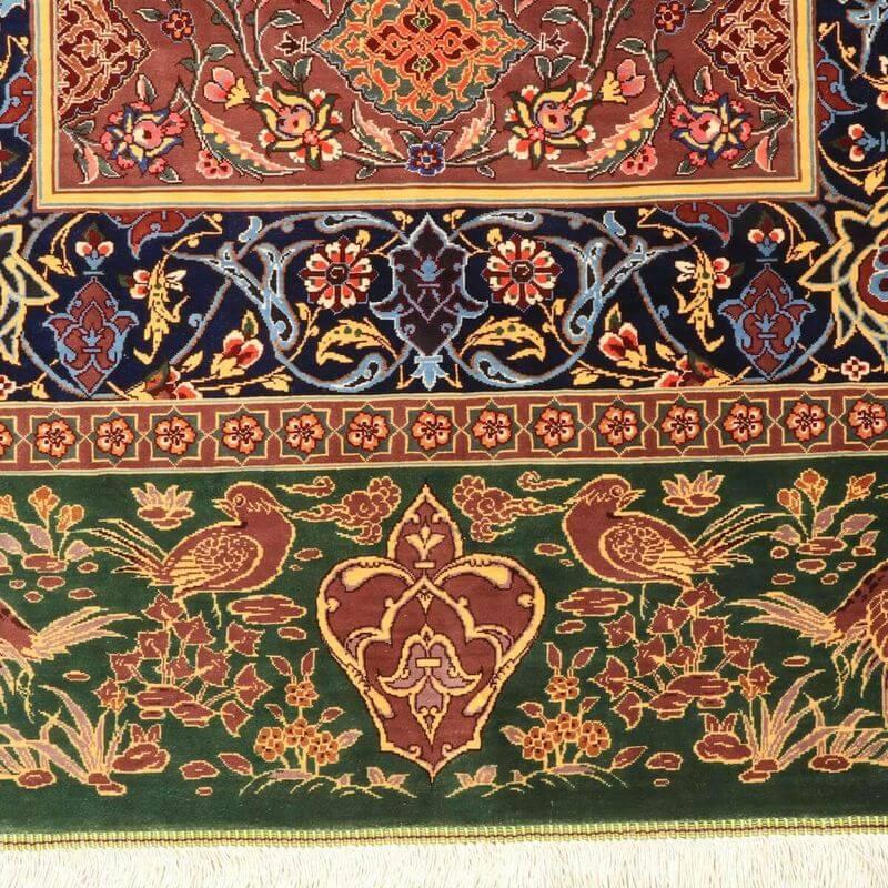 ペルシャ絨毯／ヌーリ工房 153×100cm イラン産 手織り  シルク100％ ラグ  ラグマット（FN-70361）の画像
