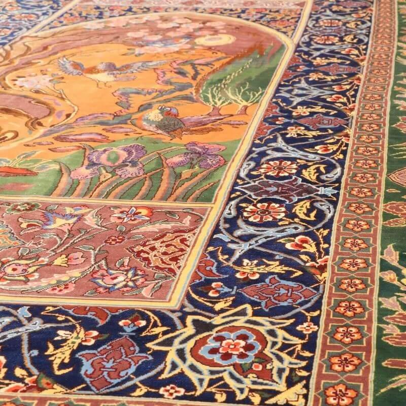 ペルシャ絨毯／ヌーリ工房 153×100cm イラン産 手織り  シルク100％ ラグ  ラグマット（FN-70361）の画像