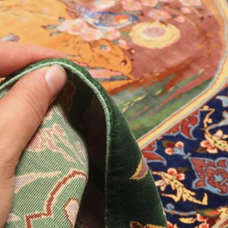 ペルシャ絨毯／ヌーリ工房 153×100cm イラン産 手織り  シルク100％ ラグ  ラグマット（FN-70361）の画像
