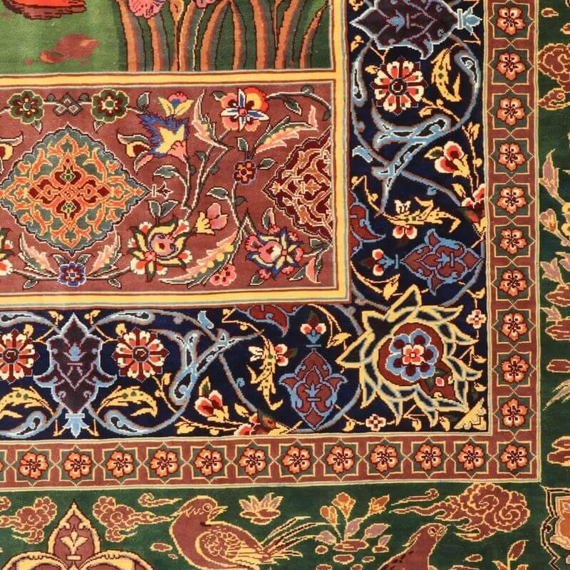 ペルシャ絨毯／ヌーリ工房 153×100cm イラン産 手織り  シルク100％ ラグ  ラグマット（FN-70361）の画像