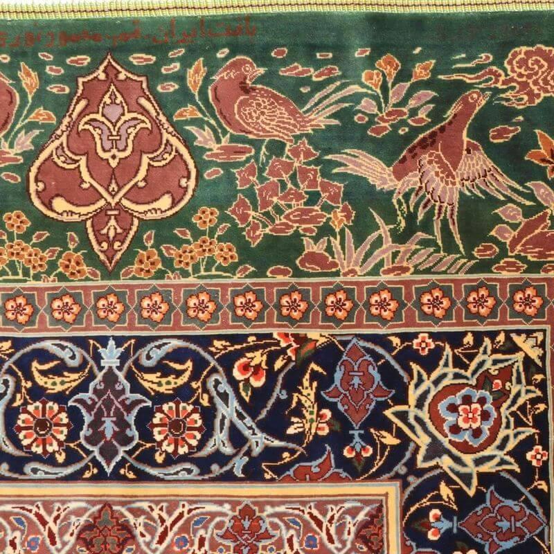 ペルシャ絨毯／ヌーリ工房 153×100cm イラン産 手織り  シルク100％ ラグ  ラグマット（FN-70361）の画像