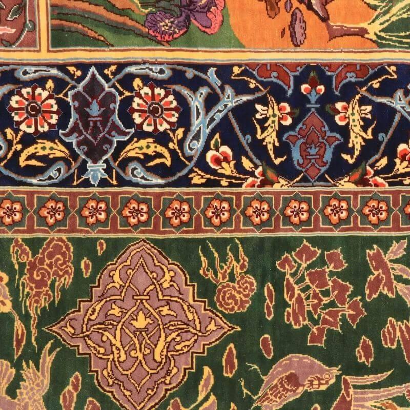 ペルシャ絨毯／ヌーリ工房 153×100cm イラン産 手織り  シルク100％ ラグ  ラグマット（FN-70361）の画像
