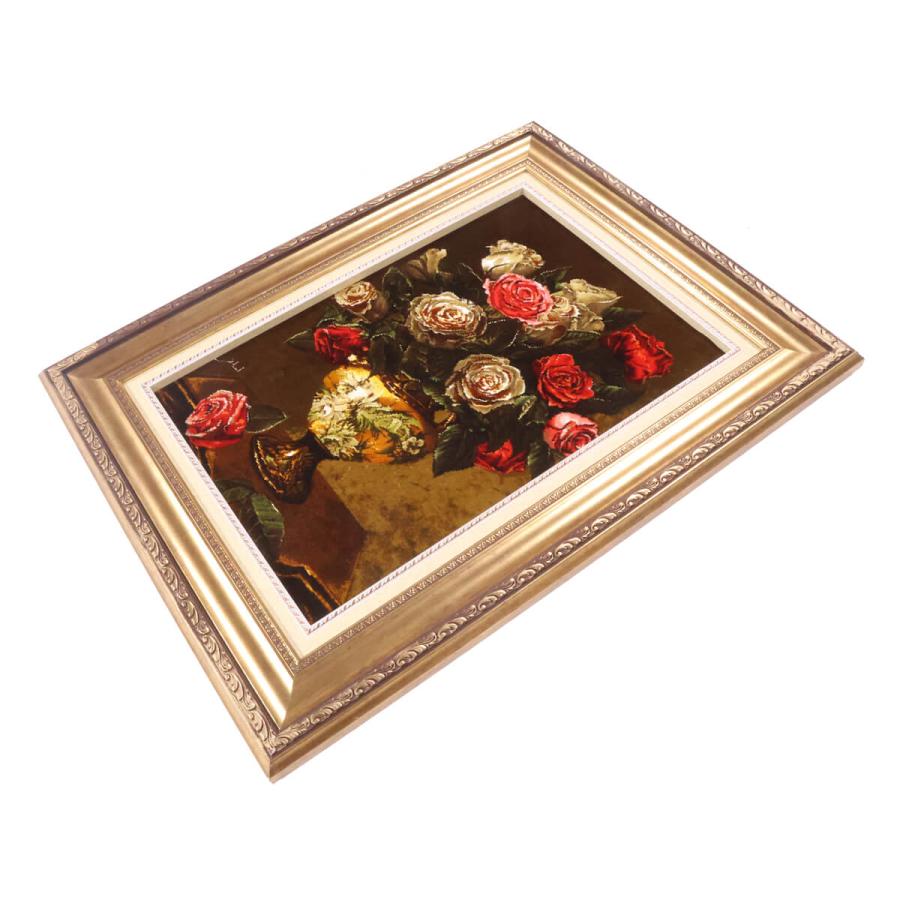 ペルシャ絨毯絵画　装飾フレーム付き　タブリーズ ペルシャ絨毯 タブリーズ産 絵画絨毯 80×61cm（FP-70257） – ギャッベ