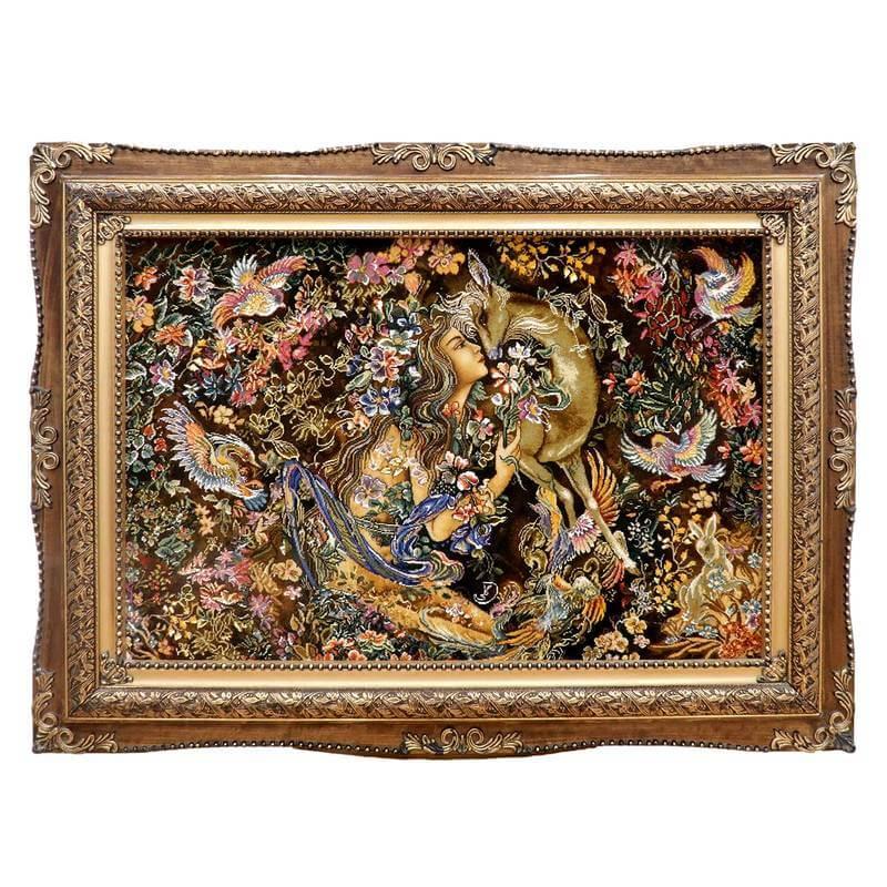 ペルシャ絨毯 イラン・タブリーズ絵画 125×92cm(額縁込) 手織り ペルシャ絨毯 イラン・タブリーズ絵画 125×92cm(額縁込) 手織り