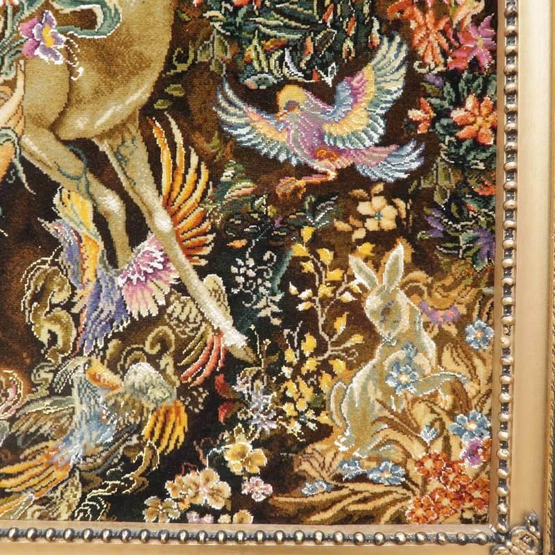 ペルシャ絨毯 イラン・タブリーズ絵画 125×92cm(額縁込) 手織り 絵画