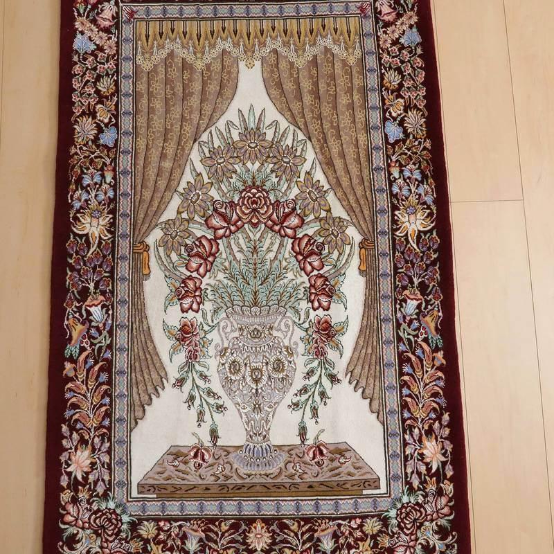 ペルシャ絨毯 クム産 イラン カーペット ラグ 131cm×201cm ペルシャ絨毯 イラン じゅうたん・クム産 132×80cm 手織り ウール