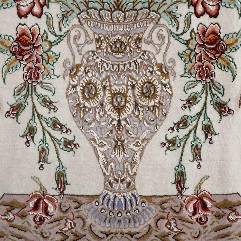 ペルシャ絨毯 クム産 イラン カーペット ラグ 131cm×201cm ペルシャ絨毯 イラン じゅうたん・クム産 132×80cm 手織り ウール