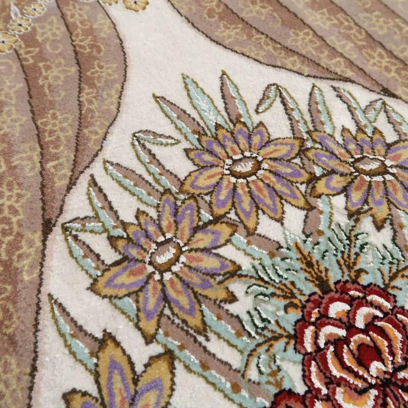 ペルシャ絨毯 イラン じゅうたん・クム産 132×80cm 手織り ウール