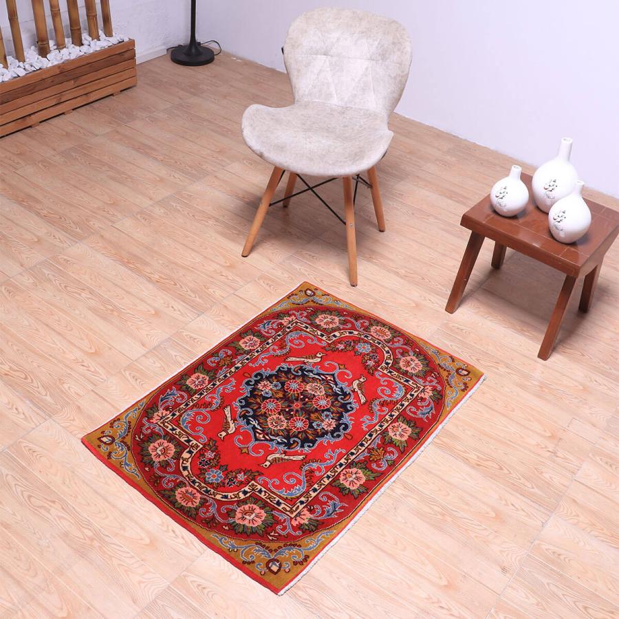 ペルシャ絨毯／カーシャーン 97×67cm イラン産 手織り リビング ウール