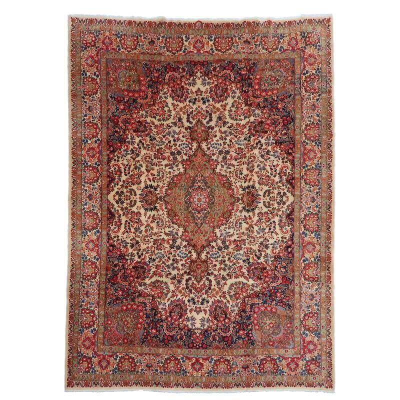 ペルシャ絨毯 手織り シルク ウール カーペット ( 394 x 295 cm )