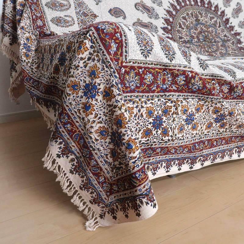 ペルシャ更紗（イラン手染布）280×220cm 綿100％ 手染布 マルチカバー