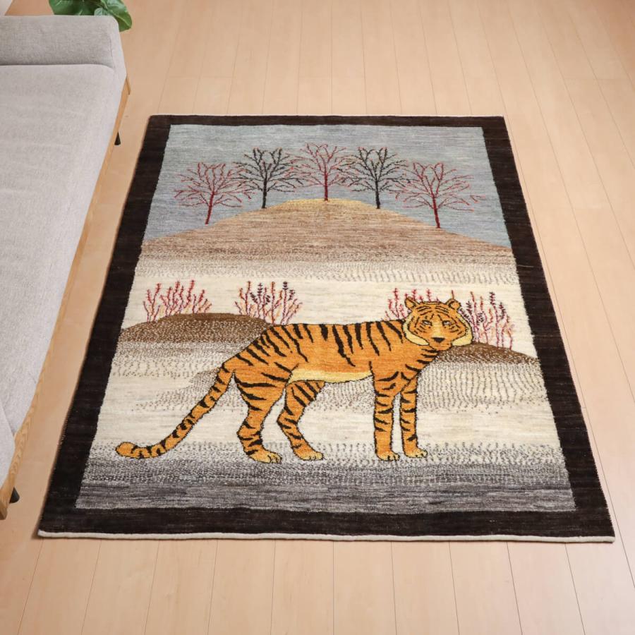 ギャッベ／ルリバフ 192×151cm イラン産 手織り リビング ウール