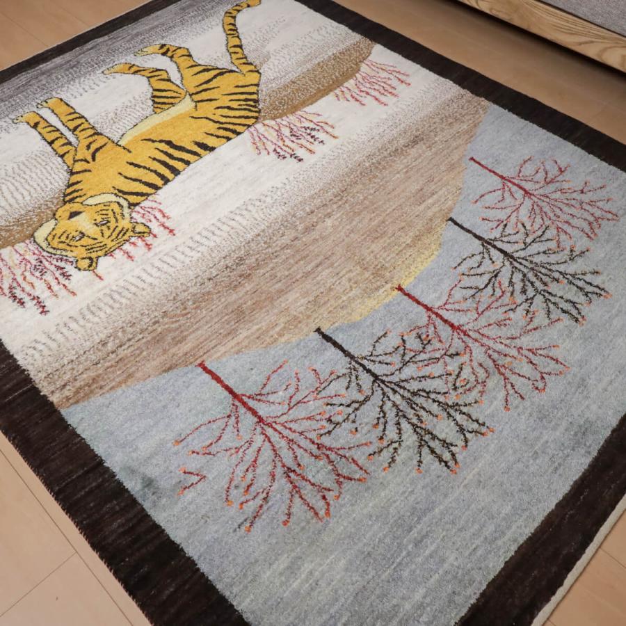 ギャッベ/ルリバフ 192×151cm イラン産 手織り リビング ウール ギャッベ/ルリバフ 192×151cm イラン産 手織り リビング ウール