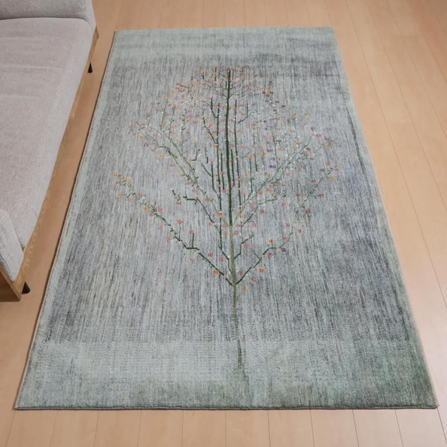 ギャッベ／ルリバフ 258×152cm イラン産 手織り リビング ウール ラグ