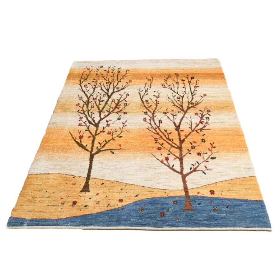 ギャッベ／ルリバフ 223×157cm イラン産 手織り リビング ウール ラグ