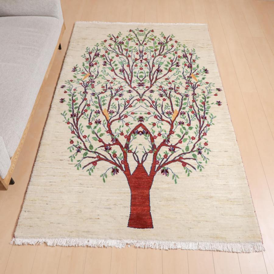 ギャッベ／ルリバフ 251×154cm イラン産 手織り リビング ウール ラグ