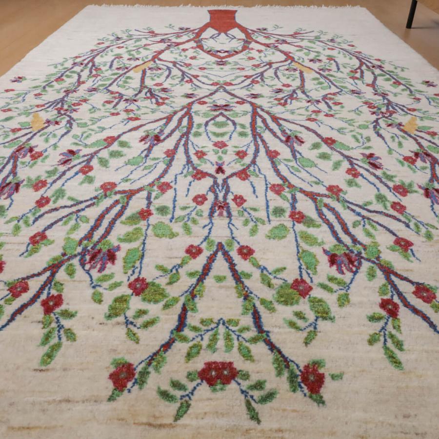 ギャッベ／ルリバフ 251×154cm イラン産 手織り リビング ウール ラグ  ラグマット（HL-12154）_5