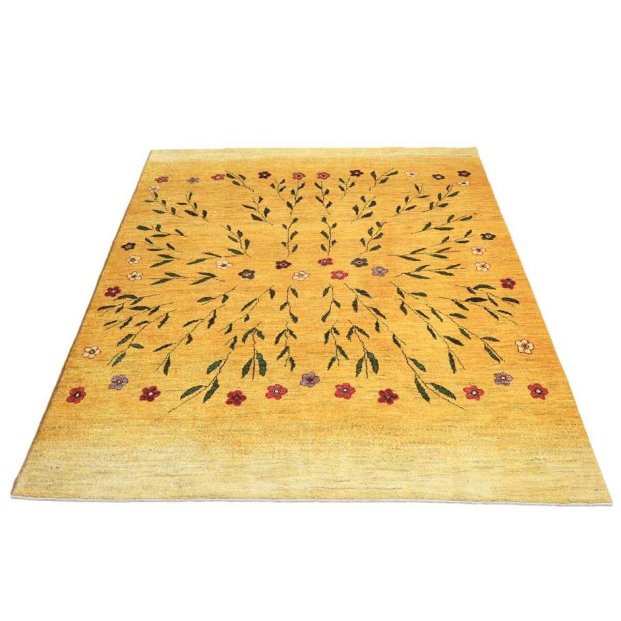 ギャッベ／アマレ 245×202cm イラン産 手織り リビング ウール ラグ