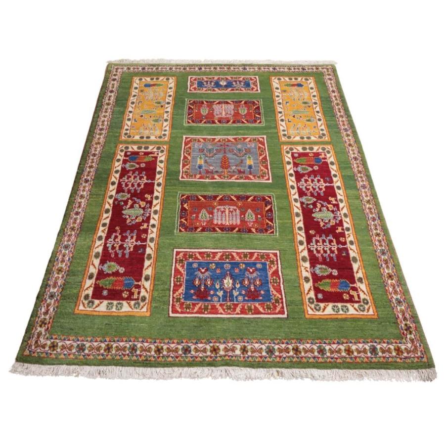 ギャッベ／ルリバフ 230×175cm イラン産 手織り リビング ウール ラグ