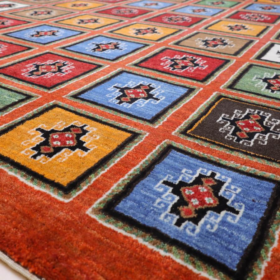 ギャッベ/ルリバフ 209×158cm イラン産 手織り リビング ウール ギャッベ/ルリバフ 209×158cm イラン産 手織り リビング ウール
