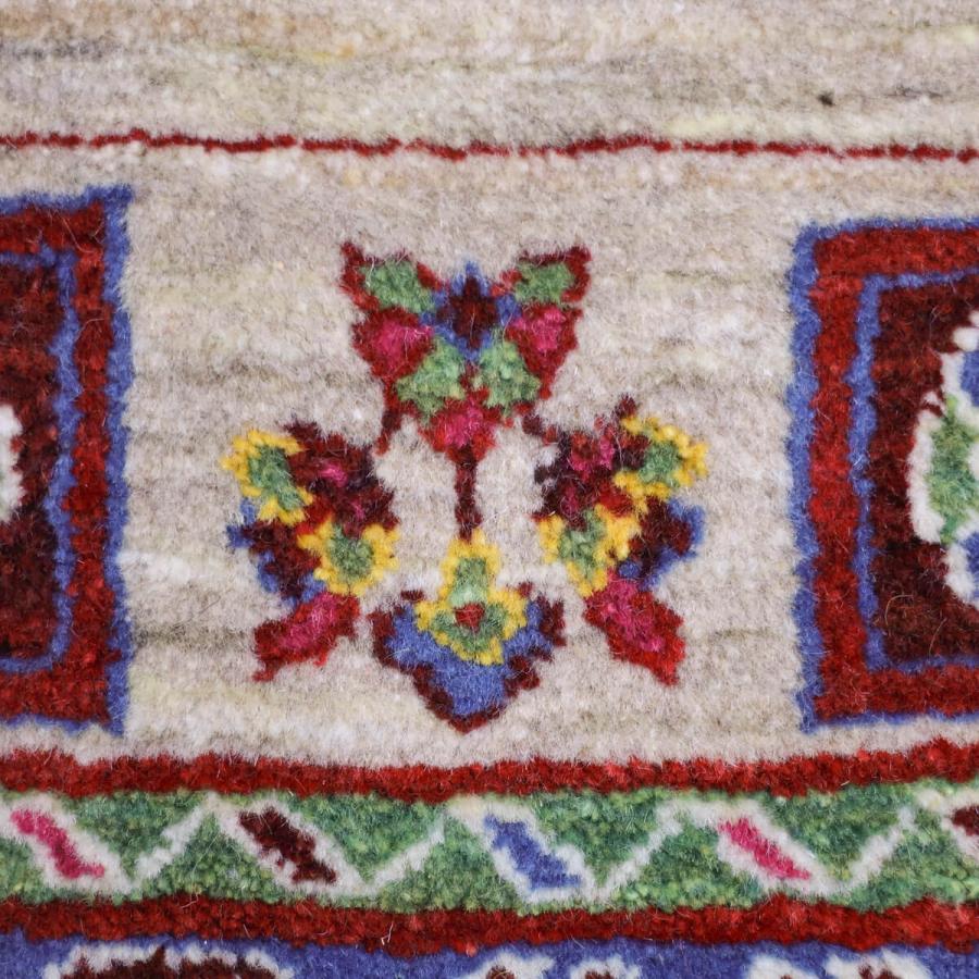 ギャッベ／ルリバフ 209×156cm イラン産 手織り リビング ウール ラグ