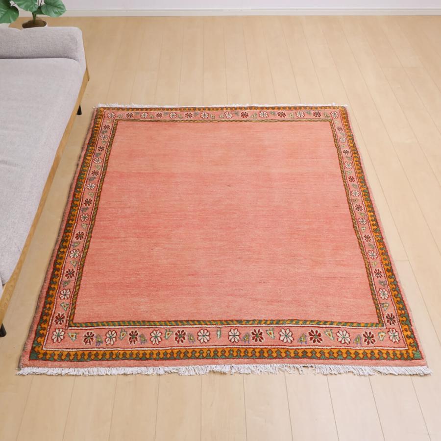 ギャッベ／ルリバフ 184×153cm イラン産 手織り リビング ウール ラグ