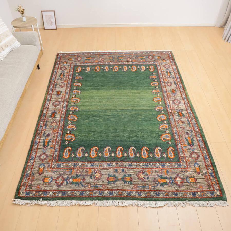 新品　イラン　ギャッベ　ウール　ペルシャ絨毯　ルリバフ ギャッベ／ルリバフ 240×175cm イラン産 手織り リビング ウール ラグ