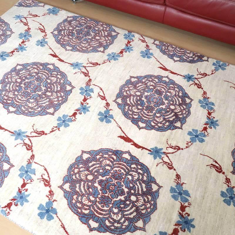 プレミアムギャッベ／ホシナマイ（ルリバフ） 216×137cm イラン産 手織り ウール ラグ リビング ダイニング 大判 （HL-62730）_1