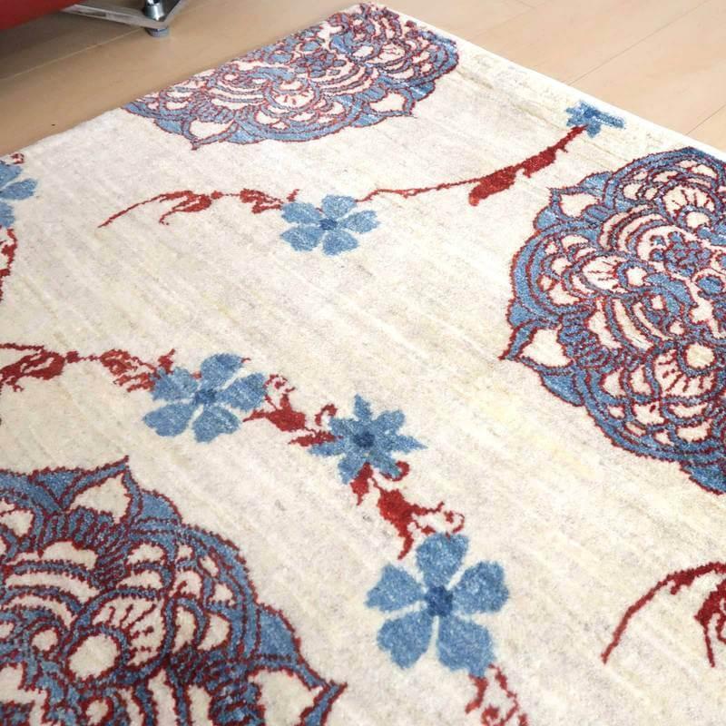 プレミアムギャッベ／ホシナマイ（ルリバフ） 216×137cm イラン産 手織り ウール ラグ リビング ダイニング 大判 （HL-62730）_4