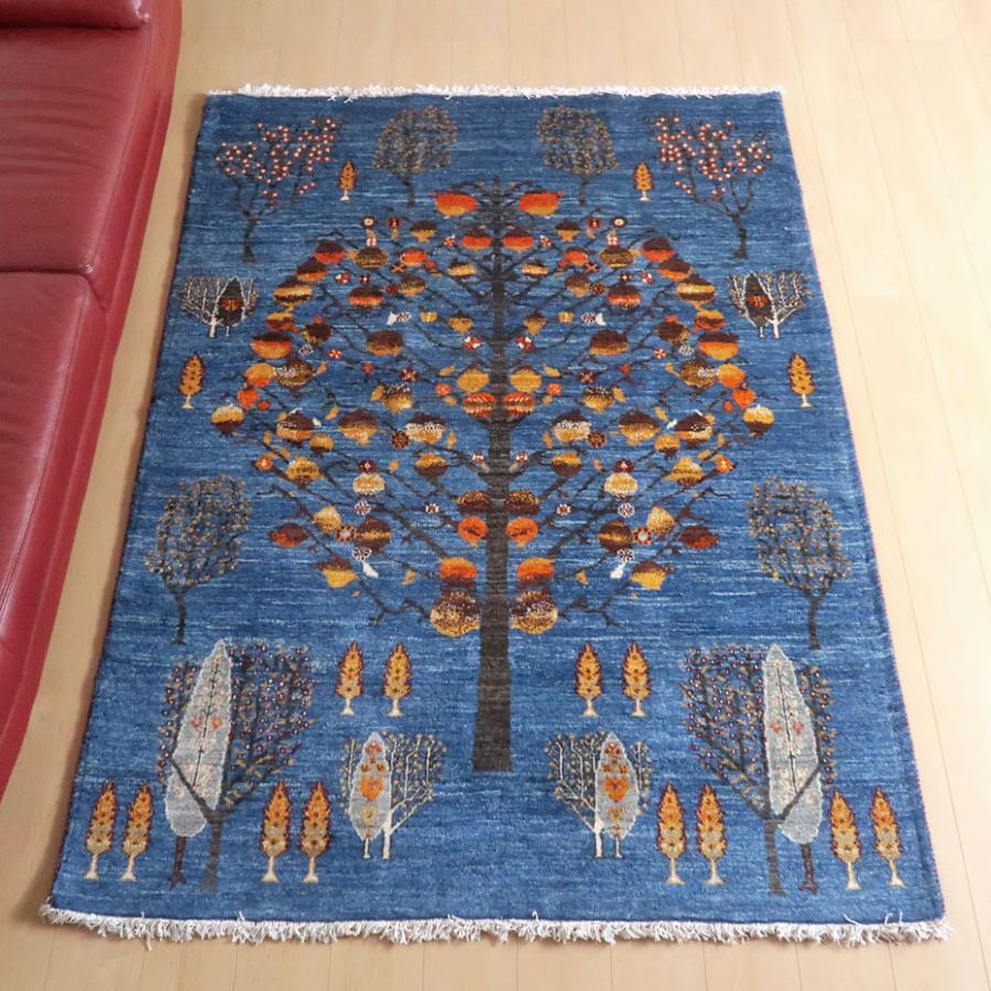 プレミアムギャッベ／ホシナマイ（ルリバフ） 207×148cm イラン産 手織り ウール ラグ リビング ダイニング 大判 （HL-71170）_9