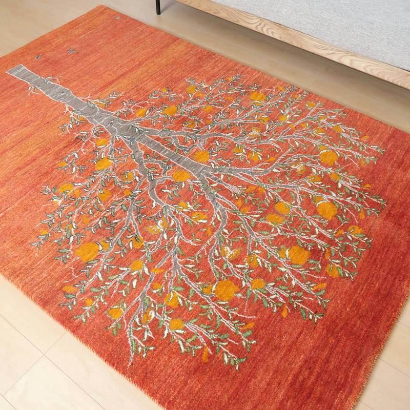プレミアムギャッベ／ホシナマイ（ルリバフ） 207×151cm イラン産 手織り ウール ラグ リビング ダイニング 大判（HL-89407）_1