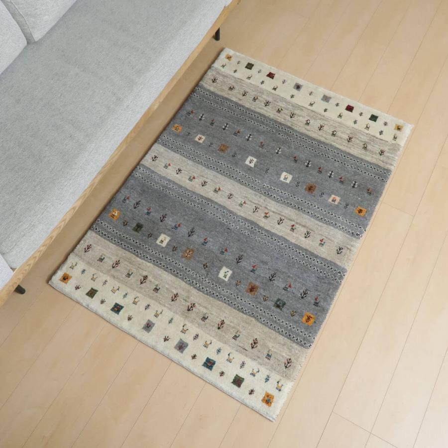 ギャッベ／カシュクリ 151×105cm イラン産 手織り リビング ウール