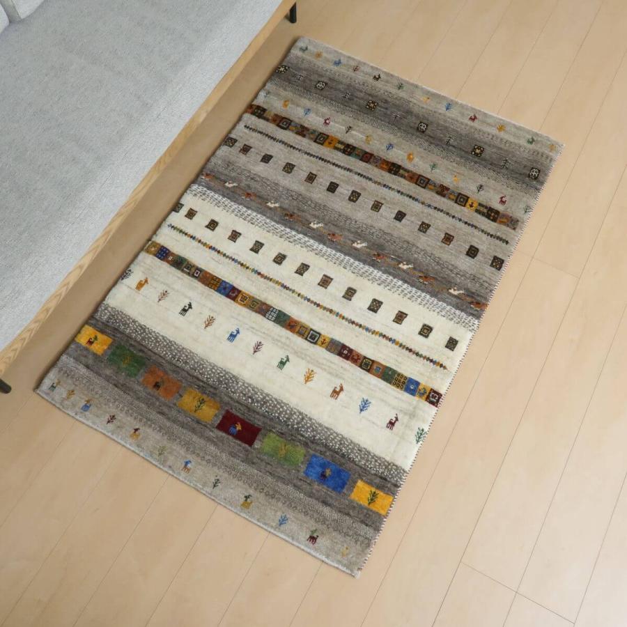 ウール椅子敷き ギャッベ／カシュクリ 153×100cm イラン産 手織り リビング ウール