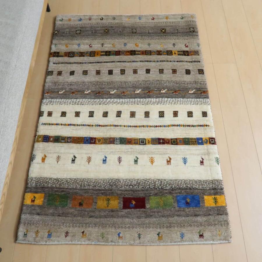ギャッベ／カシュクリ 153×100cm イラン産 手織り リビング ウール
