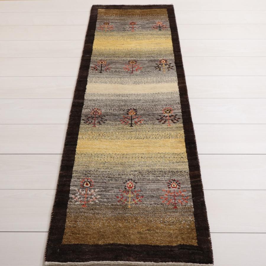 ギャッベ／カシュクリ 154×52cm イラン産 手織り リビング ウール ラグ