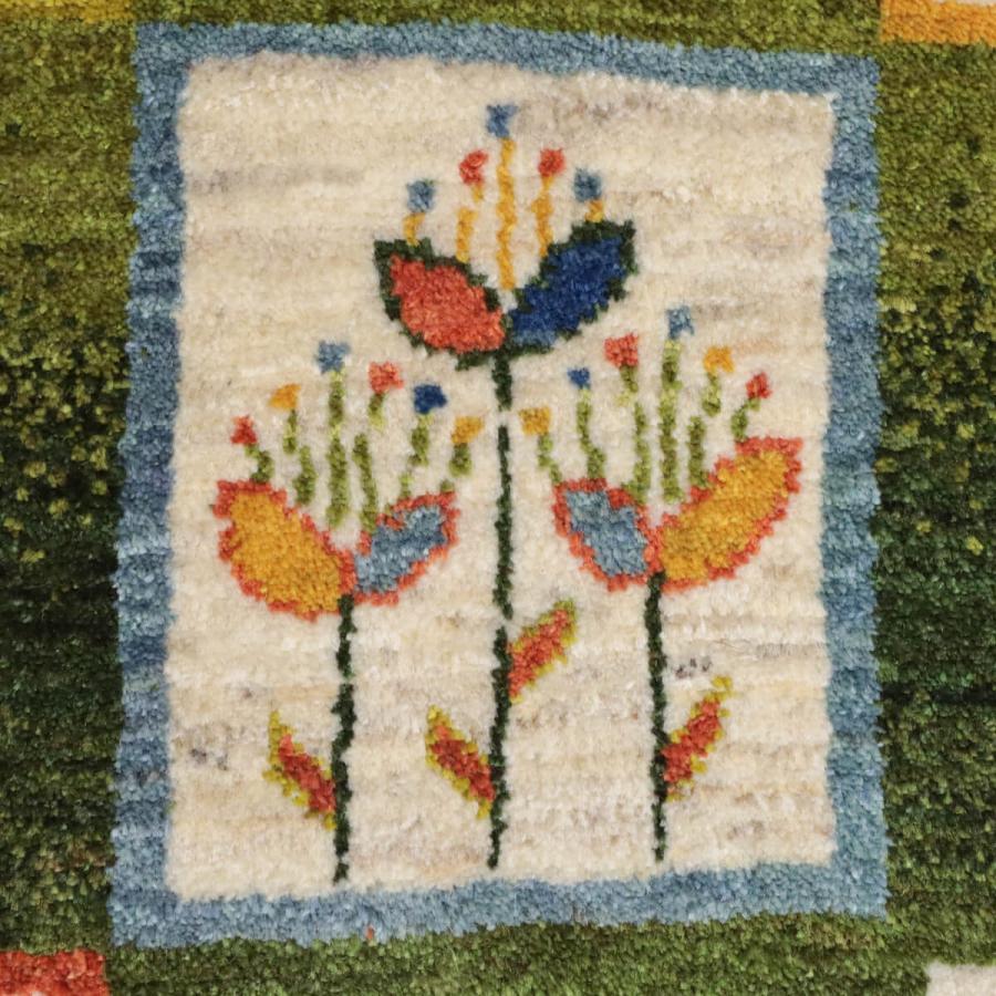 ギャッベ／ルリバフ 212×74cm イラン産 手織り リビング ウール ラグ