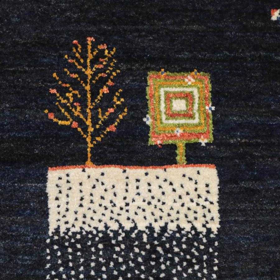 ギャッベ／ルリバフ 210×77cm イラン産 手織り リビング ウール ラグ