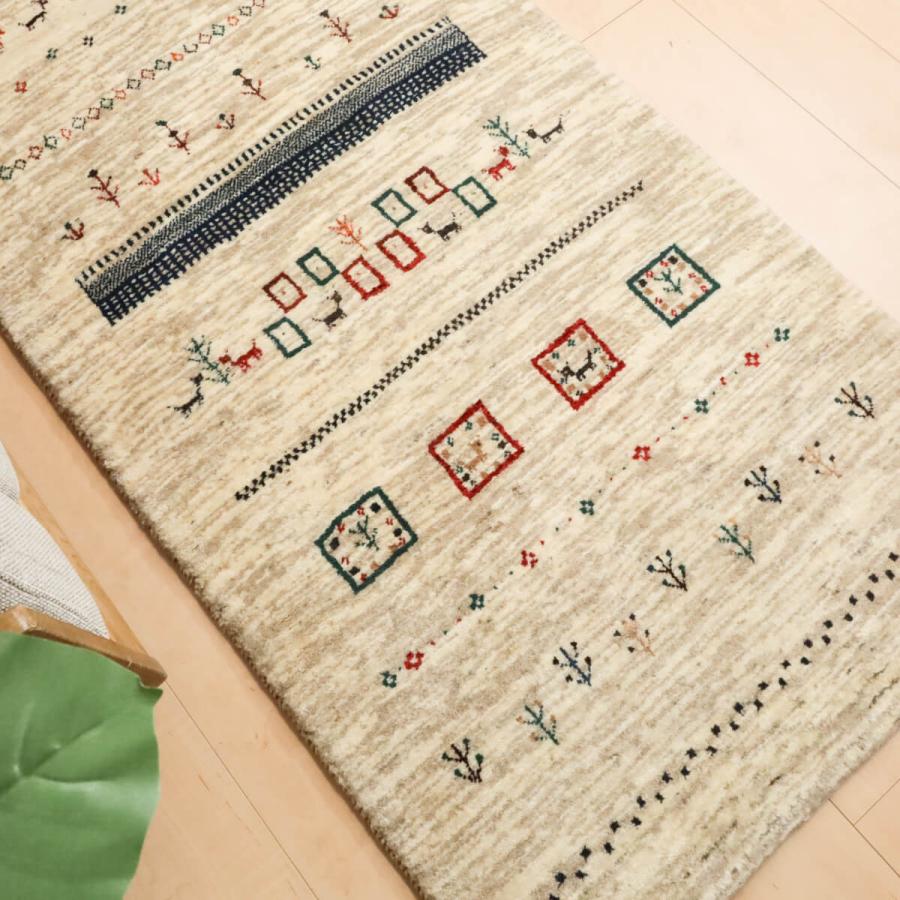 ギャッベ／カシュクリ 286×82cm イラン産 手織り リビング ウール ラグ