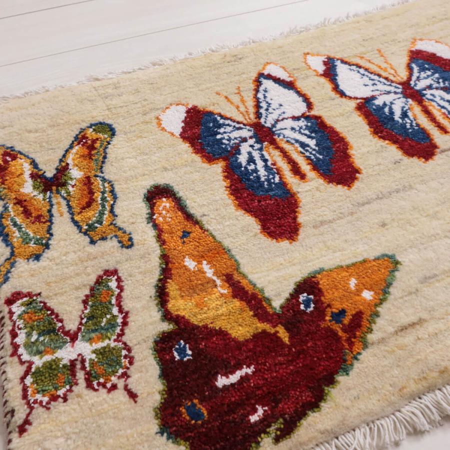 新品　イラン　ギャッベ　ウール　ペルシャ絨毯　ルリバフ ギャッベ／ルリバフ 54×86cm イラン産 手織り リビング ウール